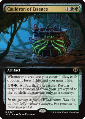 Magic: The Gathering,Secrets of Strixhaven,Cauldron of Essence (Extended Art) - 347,Normal,Rare,Near Mint