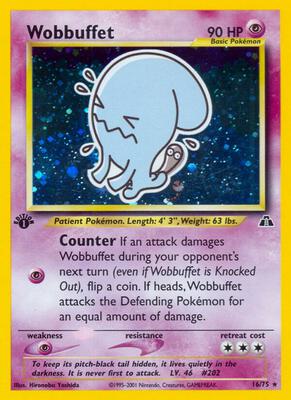 Pokemon,Neo Discovery,Wobbuffet (16) - 16/75,Unlimited Holofoil,Holo Rare,Damaged