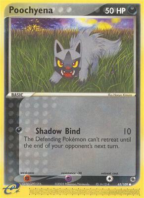Pokemon,EX Ruby and Sapphire,Poochyena - 65/109,Reverse Holofoil,Common,Lightly Played