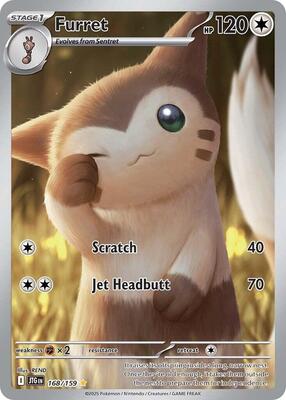 Pokemon,SV09: Journey Together,Furret - 168/159,Holofoil,Illustration Rare,Lightly Played