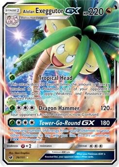 Pokemon,SM - Crimson Invasion,Alolan Exeggutor GX - 74/111,Holofoil,Ultra Rare,Lightly Played