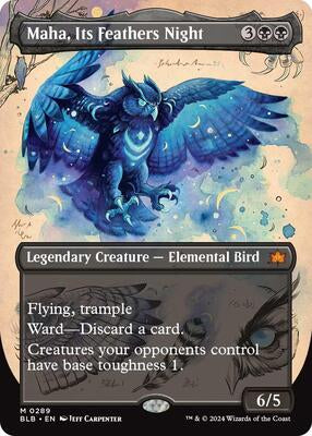 Magic: The Gathering,Bloomburrow,Maha, Its Feathers Night (Borderless) - 289,Foil,Mythic,Near Mint