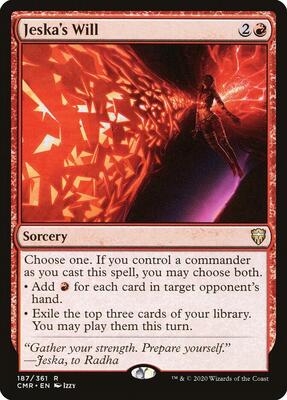 Magic: The Gathering,Commander Legends,Jeska's Will - 187,Normal,Rare,Lightly Played