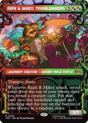 Magic: The Gathering,Teenage Mutant Ninja Turtles,Raph & Mikey, Troublemakers (Showcase) - 250,Foil,Rare,Lightly Played