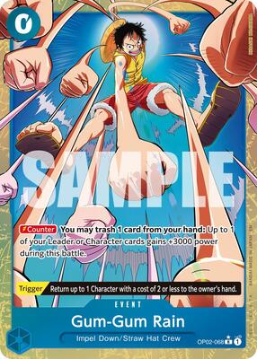 One Piece Card Game,Premium Booster -The Best- Vol. 2,Gum-Gum Rain (Alternate Art) - OP02-068,Foil,Rare,Near Mint
