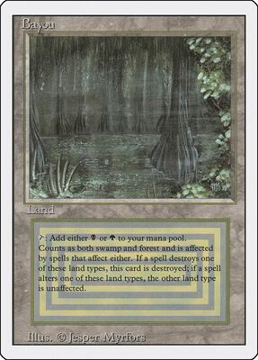 Magic: The Gathering,Revised Edition,Bayou,Normal,Rare,Damaged