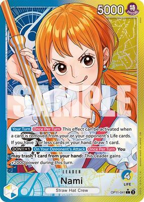 One Piece Card Game,A Fist of Divine Speed,Nami (041) (Alternate Art) - OP11-041,Foil,Leader,Near Mint