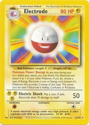 Pokemon,Base Set,Electrode - 021/102,Normal,Rare,Damaged