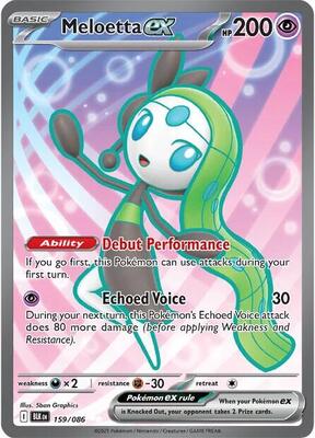 Pokemon,SV: Black Bolt,Meloetta ex - 159/086,Holofoil,Ultra Rare,Near Mint