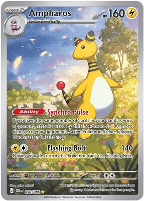 Pokemon,ME04: Chaos Rising,Ampharos - 090/086,Holofoil,Illustration Rare,Near Mint