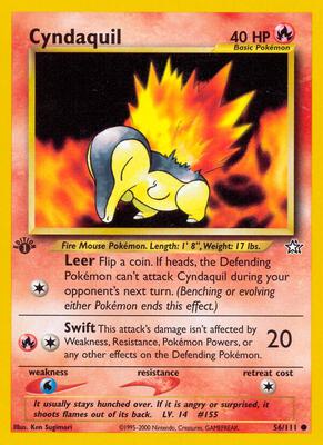 Pokemon,Neo Genesis,Cyndaquil (56) - 056/111,1st Edition,Common,Moderately Played