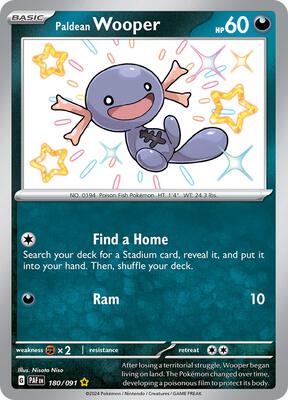 Pokemon,SV: Paldean Fates,Paldean Wooper - 180/091,Holofoil,Shiny Rare,Lightly Played