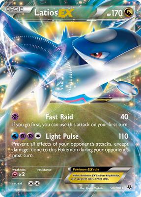 Pokemon,XY - Roaring Skies,Latios EX - 58/108,Holofoil,Ultra Rare,Moderately Played