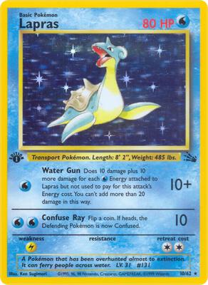 Pokemon,Fossil,Lapras (10) - 10/62,Unlimited Holofoil,Holo Rare,Moderately Played