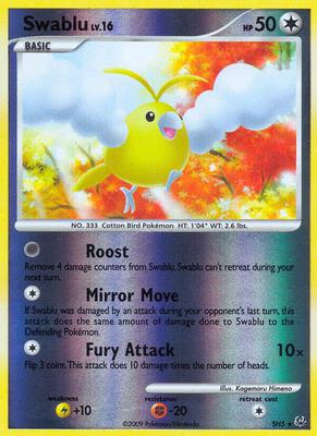 Pokemon,Platinum,Swablu (Shiny) - SH5,Reverse Holofoil,Shiny Holo Rare,Moderately Played