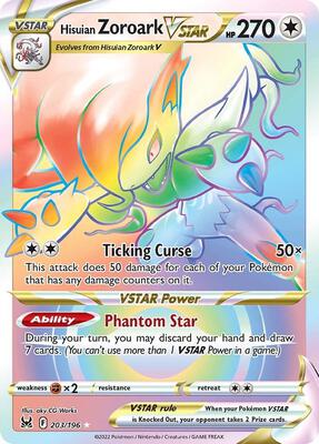 Pokemon,SWSH11: Lost Origin,Hisuian Zoroark VSTAR (Secret) - 203/196,Holofoil,Secret Rare,Near Mint