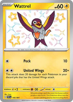 Pokemon,SV: Paldean Fates,Wattrel - 145/091,Holofoil,Shiny Rare,Lightly Played