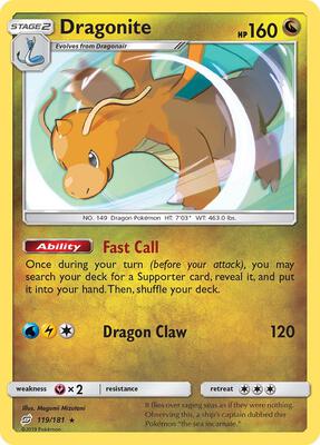 Pokemon,SM - Team Up,Dragonite - 119/181,Holofoil,Holo Rare,Lightly Played