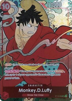 One Piece Card Game,One Piece Promotion Cards,Monkey.D.Luffy (English Version 1st Anniversary Set) - ST10-006,Foil,Super Rare,Lightly Played