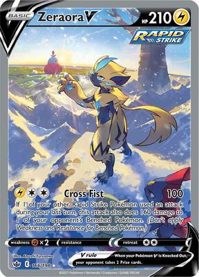 Pokemon,SWSH06: Chilling Reign,Zeraora V (Alternate Full Art) - 166/198,Holofoil,Ultra Rare,Near Mint