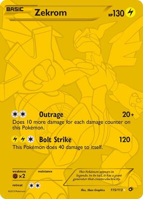 Pokemon,Legendary Treasures,Zekrom (115 Full Art Secret Rare) - 115/113,Holofoil,Secret Rare,Moderately Played