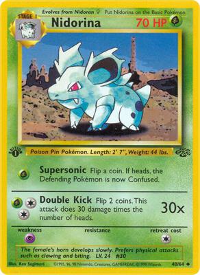 Pokemon,Jungle,Nidorina - 40/64,1st Edition,Uncommon,Moderately Played