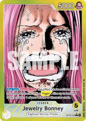 One Piece Card Game,Carrying On His Will,Jewelry Bonney (100) (Alternate Art) - OP13-100,Foil,Leader,Near Mint