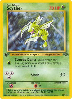 Pokemon,Jungle,Scyther (26) - 26/64,Unlimited,Rare,Damaged