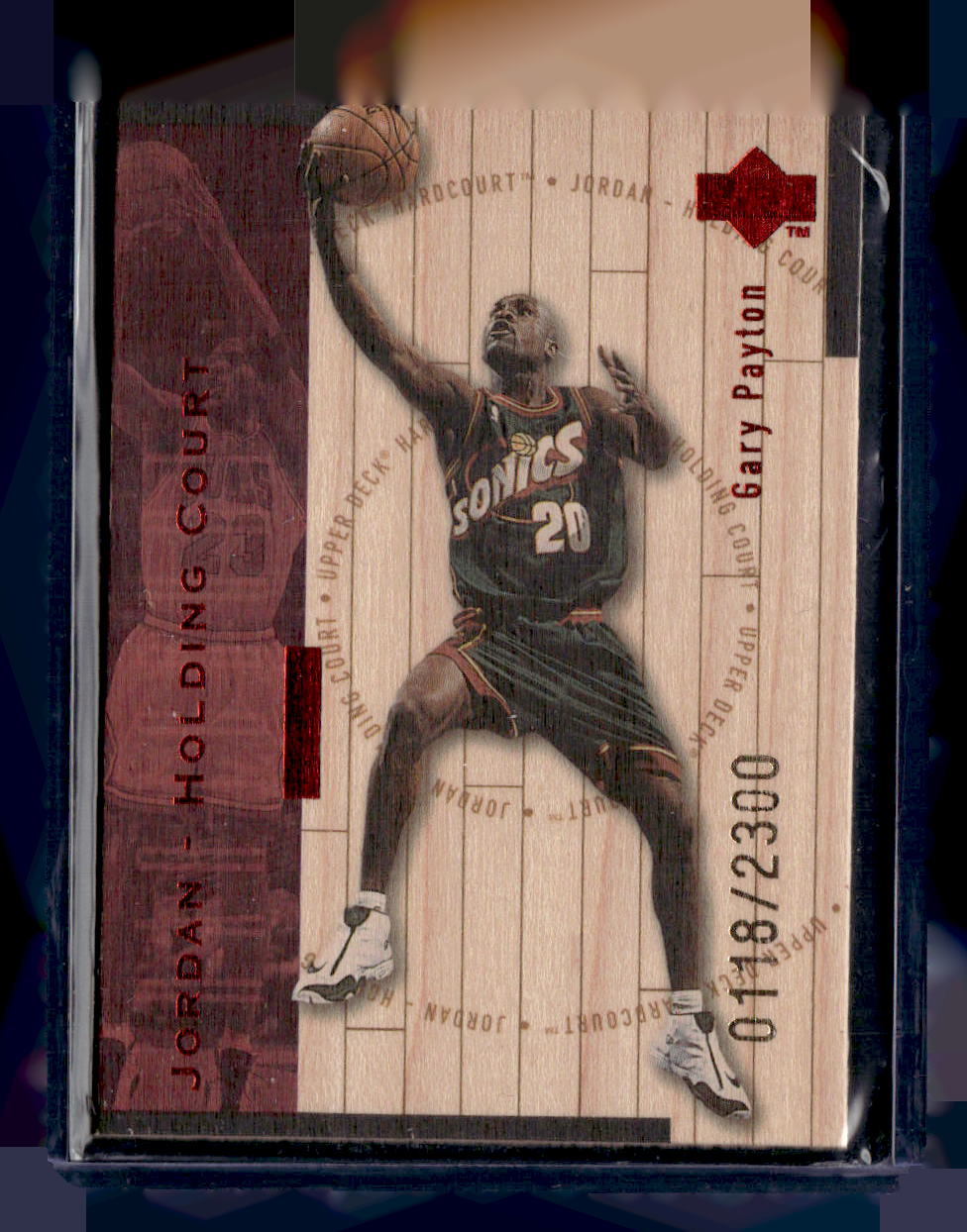 Upper Deck 1998 Upper Deck Hardcourt,1998 Upper Deck Hardcourt,Gary Payton / Michael Jordan - J25,Jordan Holding Court Red