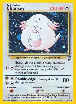 Pokemon,Base Set 2,Chansey - 003/130,Holofoil,Holo Rare,Heavily Played