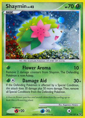 Pokemon,Platinum,Shaymin (14) - 14/127,Holofoil,Holo Rare,Moderately Played