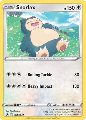 Pokemon,SWSH: Sword & Shield Promo Cards,Snorlax - SWSH032,Holofoil,Promo,Moderately Played