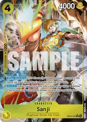 One Piece Card Game,Adventure on Kami's Island,Sanji (EB04-052) (Alternate Art),Foil,Rare,Near Mint