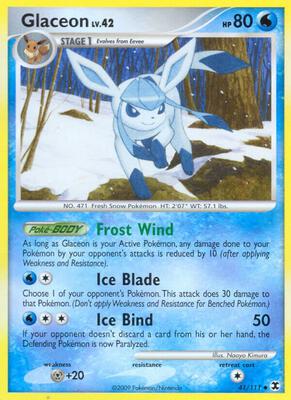 Pokemon,Rising Rivals,Glaceon - 41/111,Reverse Holofoil,Uncommon,Moderately Played