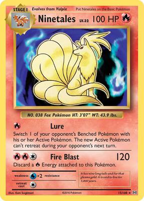 Pokemon,XY - Evolutions,Ninetales - 15/108,Reverse Holofoil,Holo Rare,Near Mint