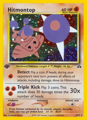 Pokemon,Neo Discovery,Hitmontop (3) - 03/75,Unlimited Holofoil,Holo Rare,Moderately Played