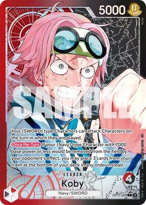 One Piece Card Game,A Fist of Divine Speed,Koby (001) (Alternate Art) - OP11-001,Foil,Leader,Near Mint