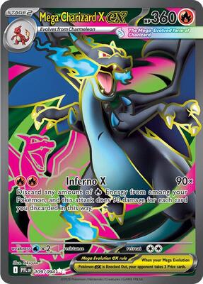 Pokemon,ME02: Phantasmal Flames,Mega Charizard X ex - 109/094,Holofoil,Ultra Rare,Near Mint