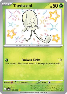 Pokemon,SV: Paldean Fates,Toedscool - 105/091,Holofoil,Shiny Rare,Lightly Played