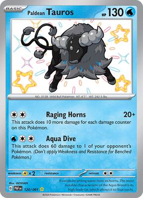 Pokemon,SV: Paldean Fates,Paldean Tauros - 120/091,Holofoil,Shiny Rare,Lightly Played