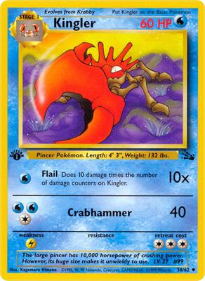 Pokemon,Fossil,Kingler - 38/62,1st Edition,Uncommon,Moderately Played