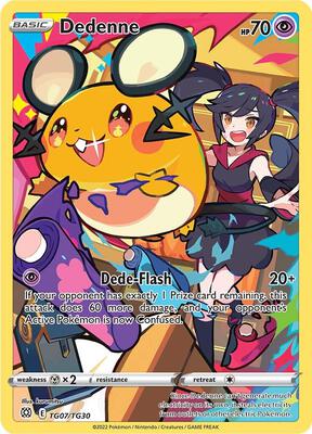 Pokemon,SWSH09: Brilliant Stars Trainer Gallery,Dedenne - TG07/TG30,Holofoil,Ultra Rare,Lightly Played