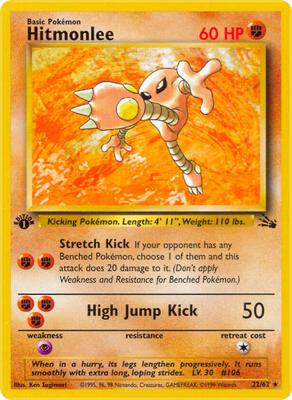 Pokemon,Fossil,Hitmonlee (22) - 22/62,Unlimited,Rare,Moderately Played
