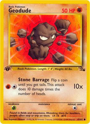 Pokemon,Fossil,Geodude - 47/62,1st Edition,Common,Moderately Played