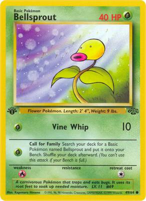 Pokemon,Jungle,Bellsprout - 49/64,1st Edition,Common,Moderately Played