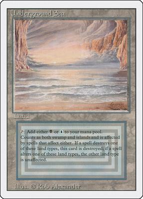 Magic: The Gathering,Revised Edition,Underground Sea,Normal,Rare,Damaged