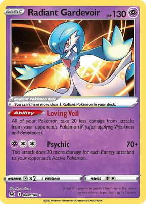 Pokemon,SWSH11: Lost Origin,Radiant Gardevoir - 069/196,Holofoil,Radiant Rare,Near Mint