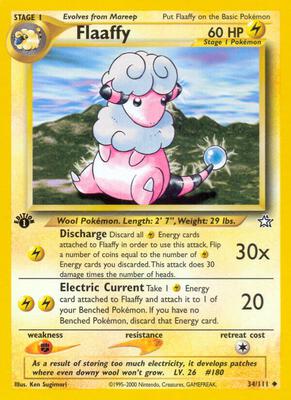 Pokemon,Neo Genesis,Flaaffy - 034/111,1st Edition,Uncommon,Moderately Played