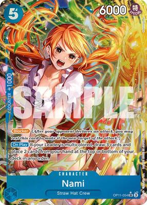One Piece Card Game,A Fist of Divine Speed,Nami (054) (Alternate Art) - OP11-054,Foil,Super Rare,Near Mint