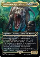 Magic: The Gathering,Universes Beyond: Jurassic World Collection,Indominus Rex, Alpha (Borderless) - 14,Foil,Rare,Lightly Played
